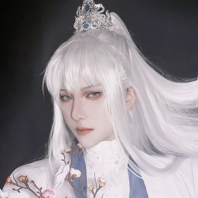 taobao agent [Big and ancient style Hanfu male cos cos wig Mao Wanshu Yinbai can remove ponytail long straight hair