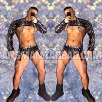 New colorful silver sequined party performance dress Club bar ds men and women gogo sexy party dj show