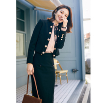 Luxi professional dress dress temperament goddess Fan Chunqiu new business dress women Black short suit jacket