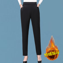Mother autumn and winter cotton-wadded trousers outer wear middle-aged womens pants plus velvet thickening elastic trousers old grandma warm pants