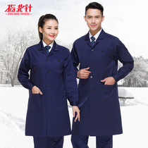 Tibetan blue coat overalls long men and women cotton labor insurance clothing wear-resistant spring and autumn gown custom anti-static acid and alkali