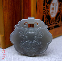 Hetian Jade Qinghai material tobacco green jade wishful lock pendant Ruyi beast guard pendant natural jade sweater chain
