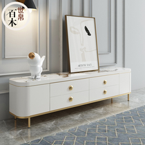 Postmodern light luxury style coffee table TV cabinet combination Simple rock board living room tea table floor cabinet white suit new