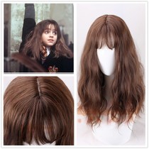 Harry Potter Hermione Brown Corn Hot Head Air Bang Round Face Small Face cosplay Wig