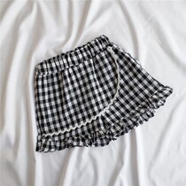 Fashion girls shorts summer baby thin black and white plaid fake two-piece culottes children leggings culottes children