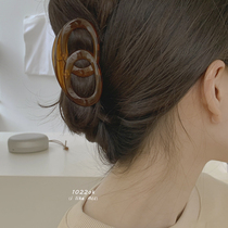 Korean hair accessories female acrylic transparent double ring hairpin grab clip elegant medium ponytail hair shark clip hair grab