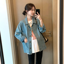 Maternity jacket spring and autumn new loose casual long-sleeved denim shirt foreign style fashion style outerwear long-sleeved top