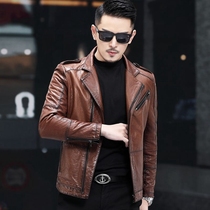 The first layer of sheepskin leather leather men Haining new wax jacket suit collar handsome locomotive jacket autumn