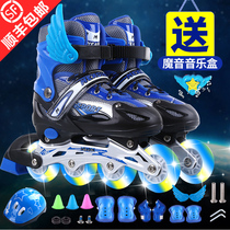 Skates Children 2021 New Children Skates Boys Shrinkable Flash Wheels Toddlers Beginners Sliding Shoes