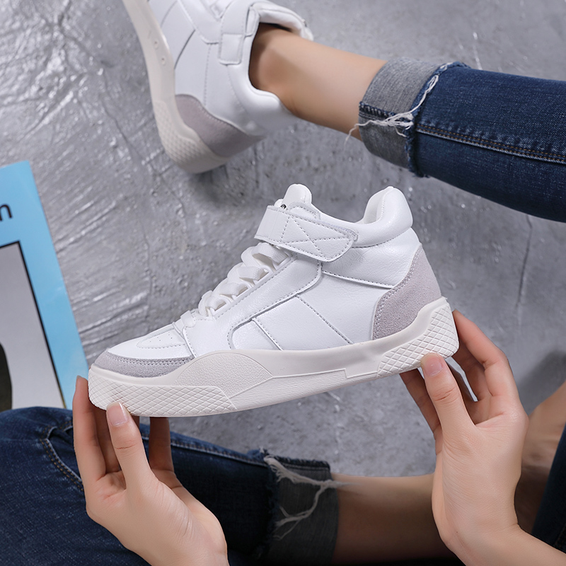White High-Upper Shoes Women's Korean Edition Trendy Hip-hop Lounge Breath Leisure Fall 2019 New Fashion Student Trendy Shoes