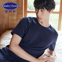 Anlifang mens new cotton short-sleeved pajamas pajamas pajamas 2-piece comfortable loungewear set ELM0328