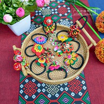 Guangxi Minority Features Handmade Fabric Embroidered Headwear Hair Cord Tape Hairband Zhuang Small Ornament
