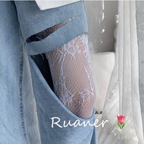 Net red pop white silk with broken pants lace conjoined socks fishing nets black stockings sexy female students