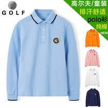 2019 New Golf Children Long Sleeve Polo Shirt Boy T-shirt T-Shirt Pure Cotton Flip Collar Spring Autumn Dress Girl Blouse