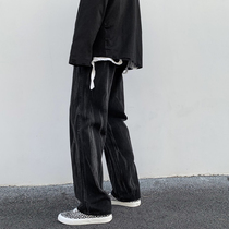 Song Yaxuan Tongan pants ancient with vintage American High Street washed with jeans Mens Dyed Old Daddy Pants Summer