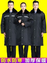 Cotton coat mens winter thickened anti-chilling Northeast large cotton padded jacket security work clothes in long winter clothing Law-keeping cotton clothing 