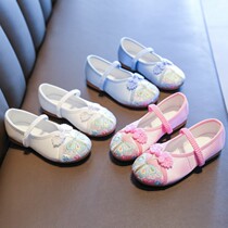 Hanfu shoes girls embroidered shoes old Beijing children handmade cloth shoes ethnic style costume students dance embroidery childrens shoes