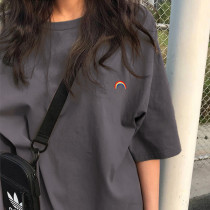 Summer short-sleeved t-shirt womens niche design sense short 2021 new loose pure desire wind top clothes tide ins