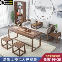 Zen Luohan bed new Chinese solid wood sofa bed living room tea table and chair combination small apartment Chinese Luohan collapse