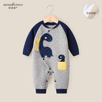 Newborn Clothes Autumn Winter Clothing Mens Baby Clips Cotton Khaclothes Baby Spring Autumn Thickened Warm One-piece Clothes Spring Out