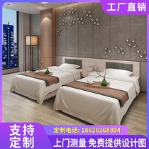 Hotel bed furniture Standard room Full set of apartment rooms Bed and breakfast special bed Express hotel bed hanging board furniture customization