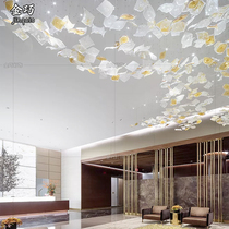 Art glass square piece pendant creative air hanging decoration hotel sales department sand table ceiling engineering decoration