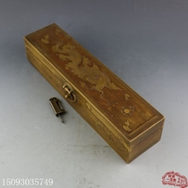 Antique miscellaneous bronze collection Brass long single dragon jewelry box Home decoration gift copper box