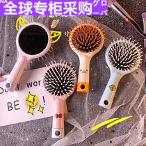 Japan WG cute anti-static portable hairdressing comb with mirror massage comb girl air cushion curly hair comb carry-on card