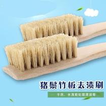  Shoe brush bristle household bamboo long handle pig hair long handle brush Bamboo shoe brush bristle brush Shoe laundry