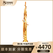Staday Zhongye Ye SS-804 treble straight tube saxophone E flat brass lacquered gold professional play adult children