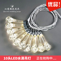 New wedding props 10 head LED water drop chandelier hanging light acrylic ceiling decorative light wedding stage layout