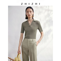 ZHIZHI ZHIZHI Xia Yu polo shirt short sleeve design sense female niche summer clothes 2021 New temperament collarbone