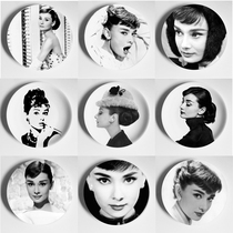 Audrey Hepburn decorative hanging plate ceramic plate background wall Model Room Hotel clubhouse creative home furnishings 8 inches