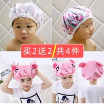 Childrens shower cap girl girl baby waterproof bath cap ear protector double cute girl Bath Shampoo hat