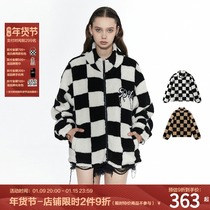 Dpercent tide card original checkerboard closed eyes into the right checkerboard lamb wool cotton warm coat