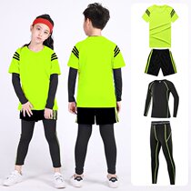 Goodandma childrens sports tights training suit quick-drying suit set boys running clothes basketball football Health