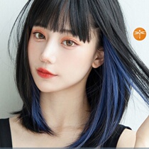 Blue colored hair artifact wig strip hanging ear hair dye short hair gradient hanging ear hair dye color simulation