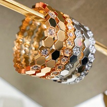 18K Pure Platinum honeycomb moisanishi rose gold AU750 fashion bracelet gold tail ring diamond new female
