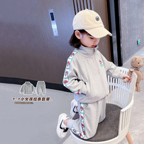 Girls sports suit 2022 new spring and autumn foreign air baby laps clothing spring clothing children two sets of children damp