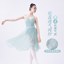 Adult dance suit Art exam female tutu practice suit Summer suspender ballet one-piece gray yarn skirt suit