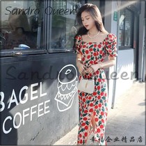 sandro queen method high-end real silk lined with foam sleeveless flower dress with a long skirt in the dress