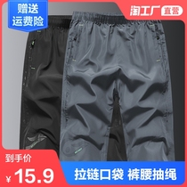Three-point pants mens summer thin loose ice silk wear casual sports trend wild breeches large size mens shorts