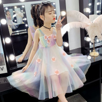 Girls  dresses spring and summer 2021 new childrens Western style skirt super fairy puff yarn skirt big child princess skirt