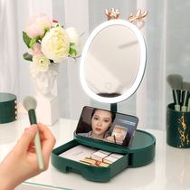 Makeup mirror storage integrated dormitory with lamp desktop dressing mirror complementary optical cosmetic makeup mirror light luxury