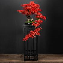 Artificial plant bonsai Red maple welcome pine fake tree New Chinese entrance decoration Living room TV cabinet next floor decoration