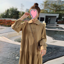 Mori senior maternity dress autumn dress large size 2021 Fashion Net Red pregnancy wear long skirt