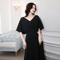 Evening dress skirt womens large size advanced black temperament banquet thin fat people 200 pounds can usually wear fat mm to cover their stomachs