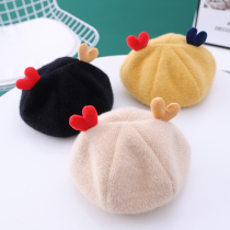 Rosex Tangk autumn and winter baby Beret Girl hat cute foreign air tide warm Joker childrens hat