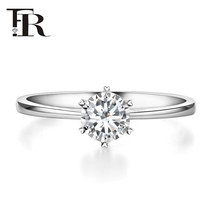 FR jewelry diamond ring Womens white 18K gold diamond ring One carat wedding ring Six-claw diamond female ring