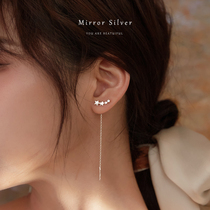 Small elk man 925 tassel earrings Actress star niche design sterling silver ear stud earrings long ear line Korean temperament